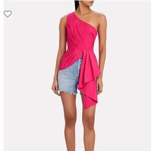 SELF-PORTRAIT One Shoulder Top Fuchsia